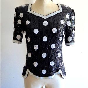 Sarin New York VINTAGE🏅 sequin polka dot top